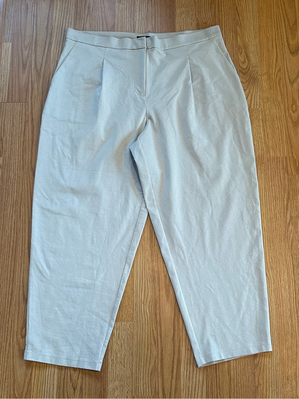 NWT Eileen Fisher Ankle Lantern Trouser knit pants Chalk color XL